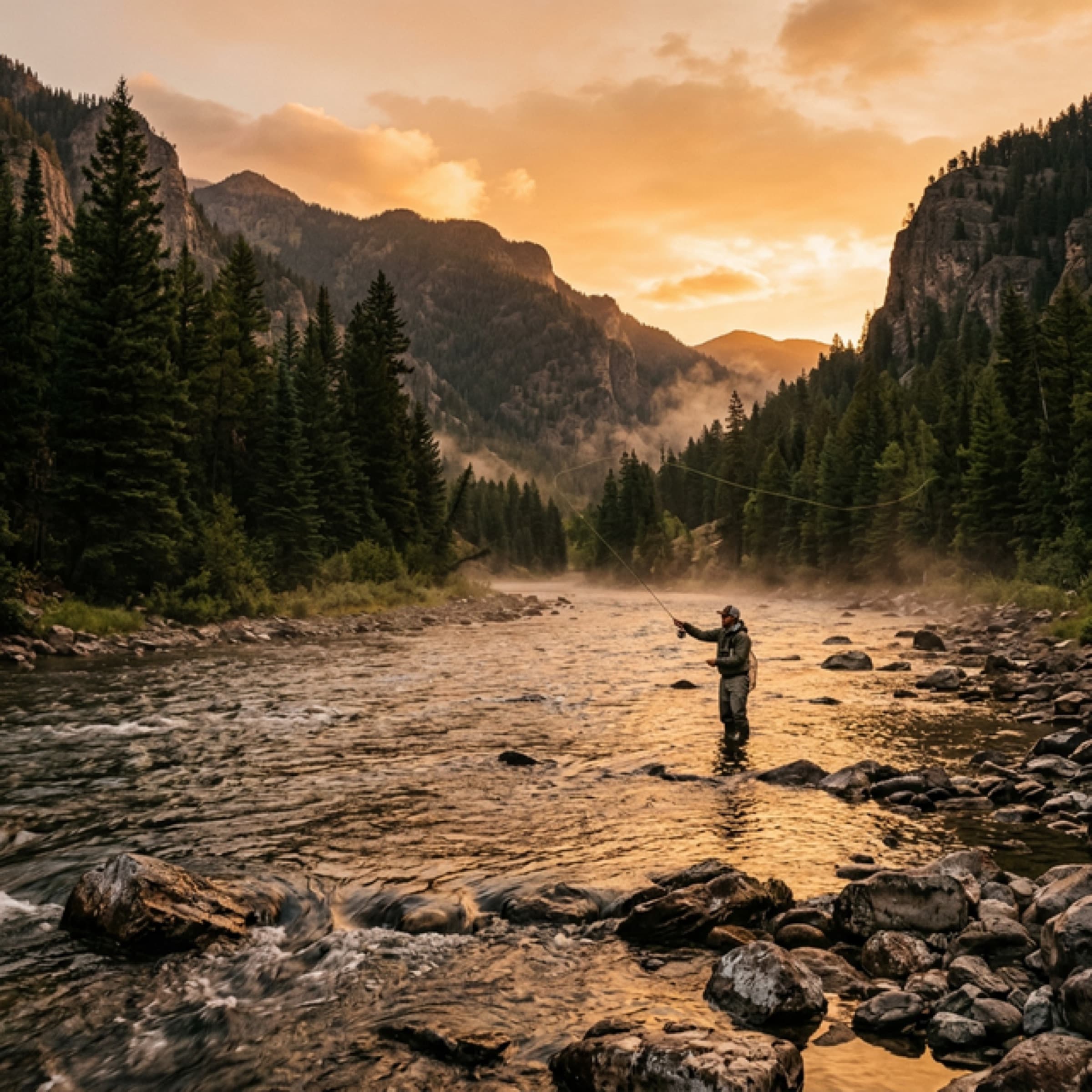 Fly fishing on a Montana river