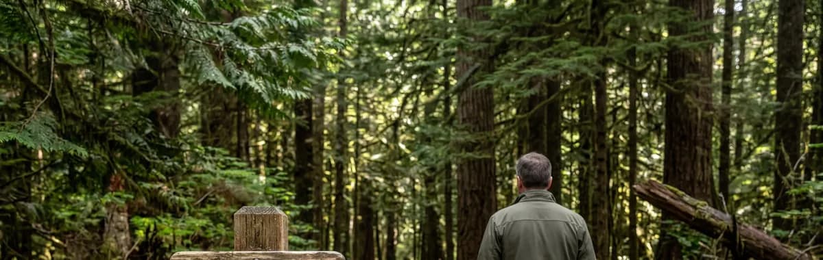 Kelsey Stuart leading the way down a forest trail